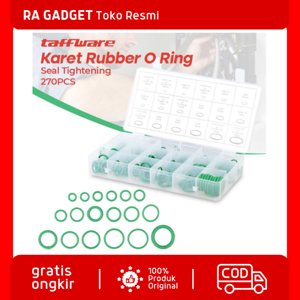 Karet Rubber O Ring Seal Tightening 270PCS / O Ring Seal Pcp Tahan panas Sil Kit Sparepart Box Dongk