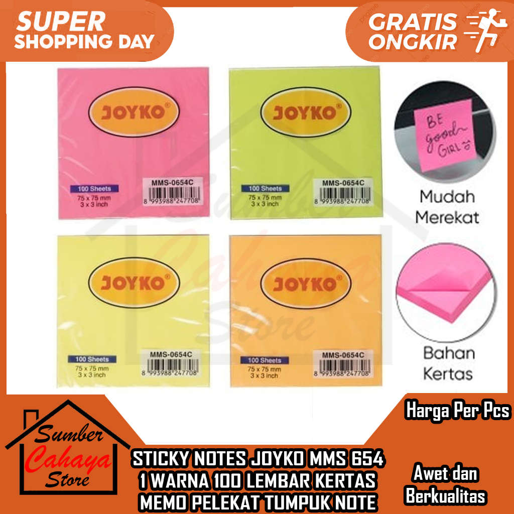 

MEMO STICK PEREKAT JOYKO MMS 0654 STICKY NOTE WARNA KERTAS TEMPEL MORANDI COLOR NOTES PELEKAT PASTEL 100 LEMBAR STIKY STICKI PAD LABEL STIKER STICKER BOOKMARK CATATAN KECIL PEMBATAS BUKU TULIS LEBEL LEKAT PEREKAT BENING KANTOR SEKOLAH JOIKO