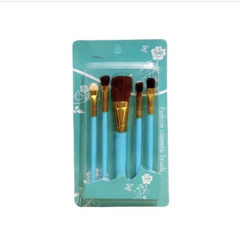 FREE ONGKIR Kuas Make Up Set 5 IN 1 Mini Travel / Paket Kuas Make Up Brush Eye Shadow Foundation Blusher Tools Set