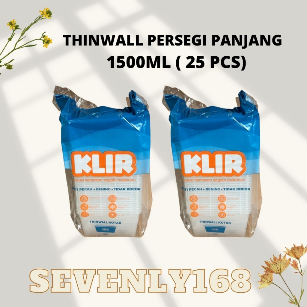 Thinwall BUJUR SANGKAR 1500Ml + tutup/KOTAK plastik 1500ml [25 Pcs]