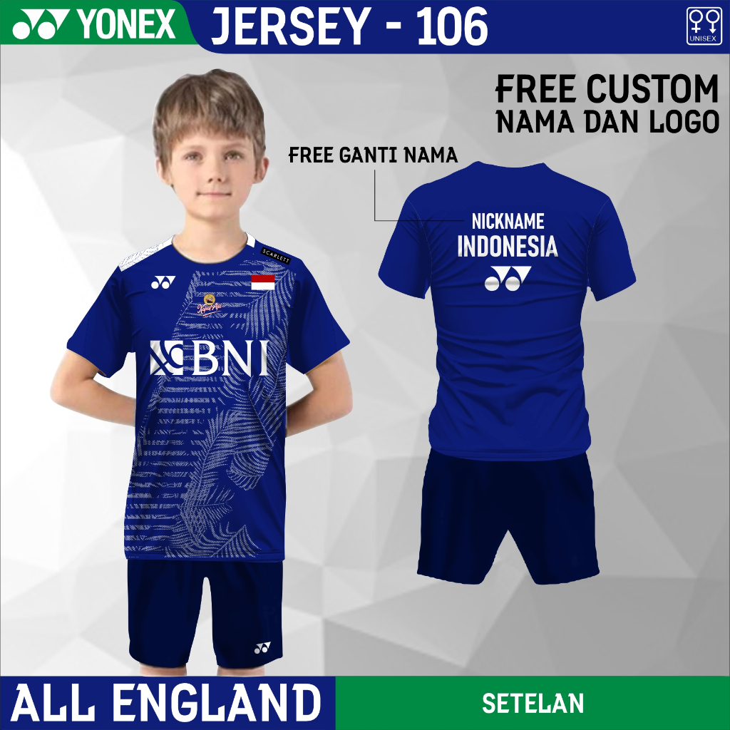 Setelan jersey anak badminton fajar alfian all england 2023 kaos yonex baju bulutangkis 106