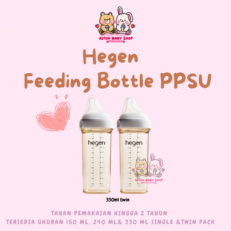 Hegen PPSU Botol Susu 330ml Twin 6m+ Hegen PCTO™ 330ml Feeding Bottle PPSU, 2-Pack / Botol Susu Hegen