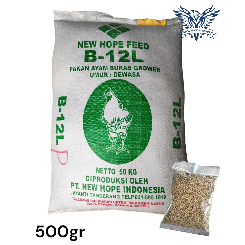 Repack 500gr B12L NEW HOPE FEED Pakan Ayam Buras Grower Pur Ayam B12L Penampungan