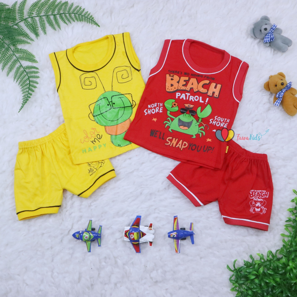 [KUTUNG] Setelan Bayi Satria Uk. 3 - 12 Month / Premium Quality Set Kaos Baby Baju Celana Pendek