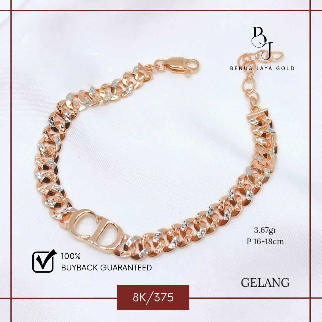 Gelang Sisik Naga Fashion Chrome Putih Emas 8K/375