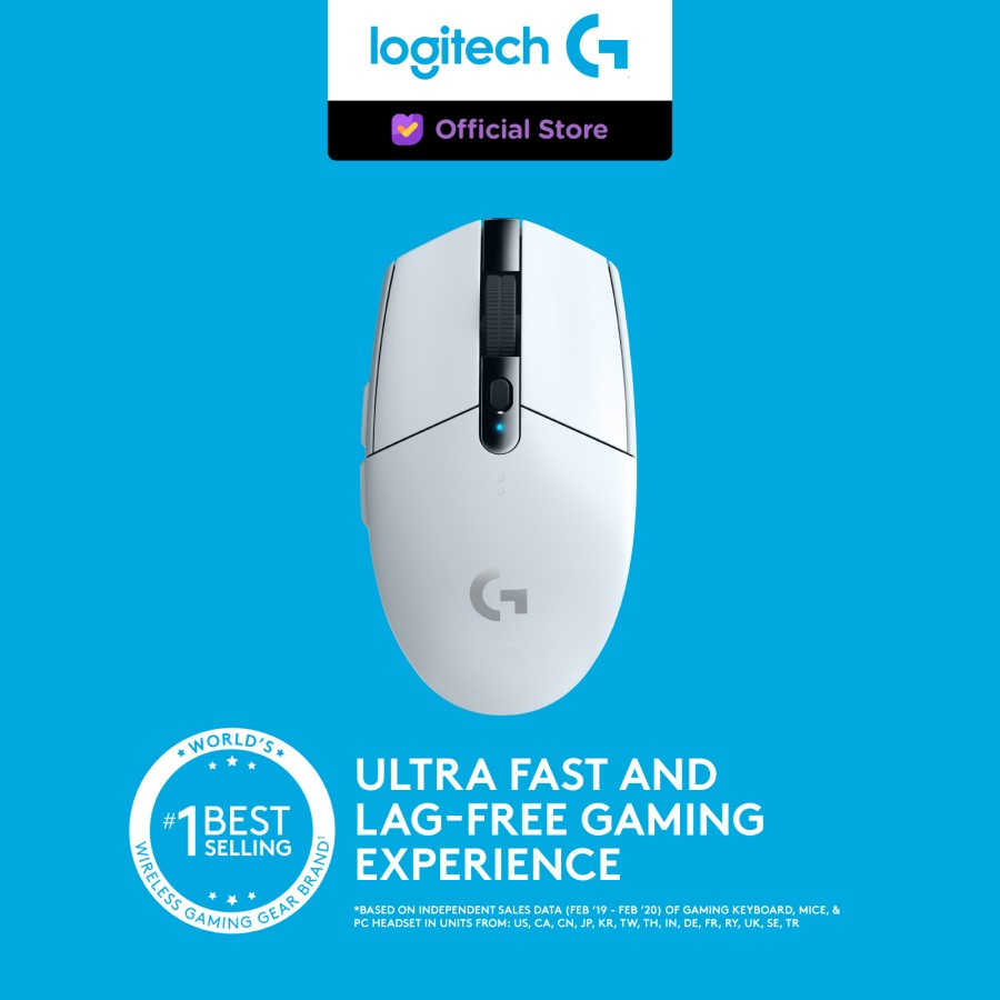 White Logitech G304 Lightspeed Mouse Gaming Wireless Sensor 12K DPI - Putih