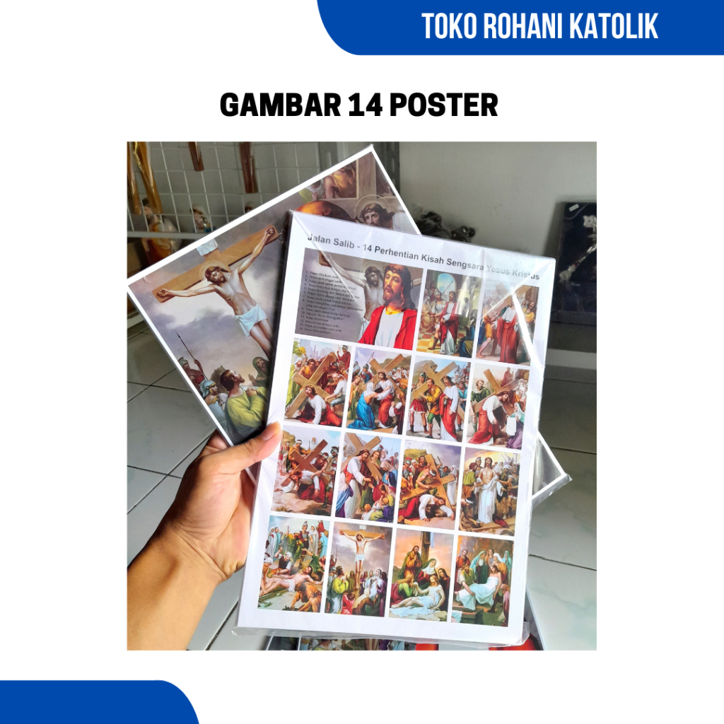 POSTER JALAN SALIB BESAR (48X32CM) / SET POSTER JALAN SALIB KATOLIK / POSTER YESUS