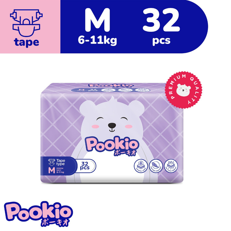 Pookio Diaper Tape -  Popok Tape Bayi Pampers Diaper Popok Baby Sekali Pakai Tape Popok Bayi Diaper Anak Perekat