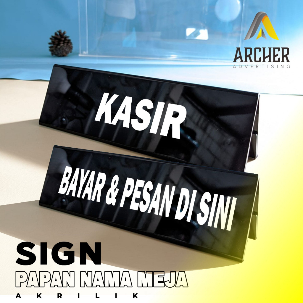 SIGN BOARD PAPAN PENUNJUK KASIR MEJA TIPE V AKRILIK ACRYLIC