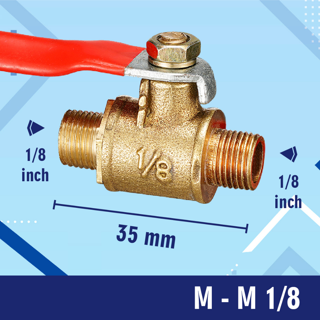 BALL VALVE / STOP KRAN / KERAN KUNINGAN male to male M-M 1/4 1/2 3/8 1/8