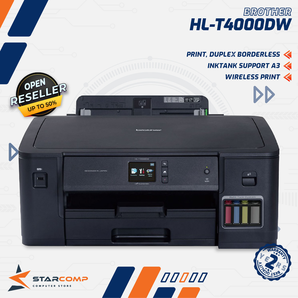 Brother HL-T4000DW A3 Inkjet Printer Refill Ink Tank Wireless Duplex