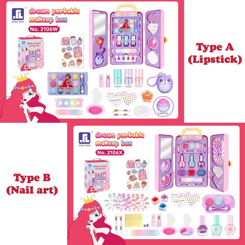 little girl portable make up box tas mainan make up anak pretend plays