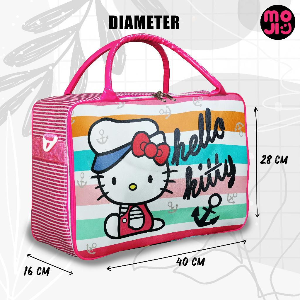 TAS MUDIK Travel Bag / Tas Koper Besar Motif KITTY / Tas Pakaian Anak dan Dewasa Dengan Tali Pengaman Dalam / Bahan BONTEGA Tebal