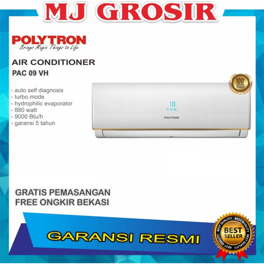 AC POLYTRON PAC 09 VH 1PK 1 PK + PASANG R32 NEUVA ICE DELUXE