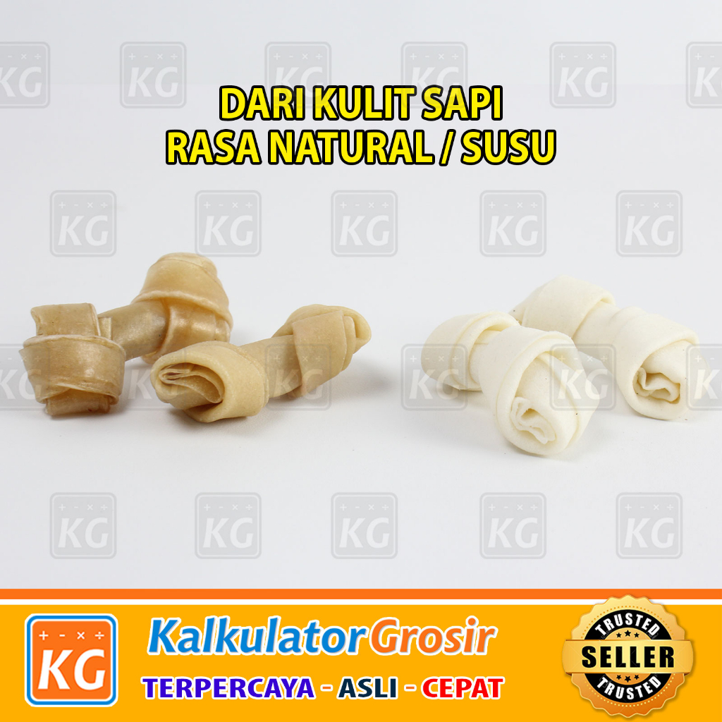 Snack Tulang-Tulangan Gigitan Anjing Gigitan Tulang Ikat 2.5&quot;-knotted bone 2.5&quot; PER PCS Natural Milk Susu Kesehatan Gigi Anak Anjing Dog Treat Kulit Sapi