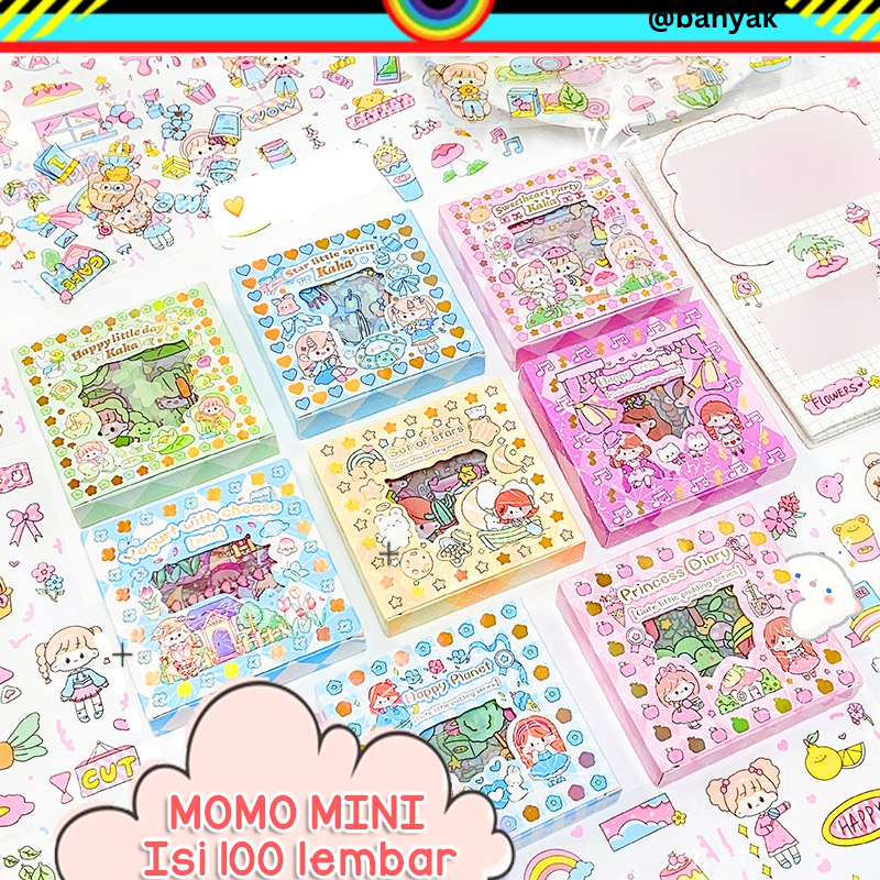 Isi 100 Lembar Mini Momo Sticker Deco Aesthetic Motif Kartun Lucu ala Korea Anti Air Waterproof Untuk Hias Tumbler DIY Hp Dekorasi Buku Diary Memo Journal Catatan Harian Anak Sekolah Alat Tulis Bahan Stiker Transparant Bisa Untuk Kado Ulang Tahun