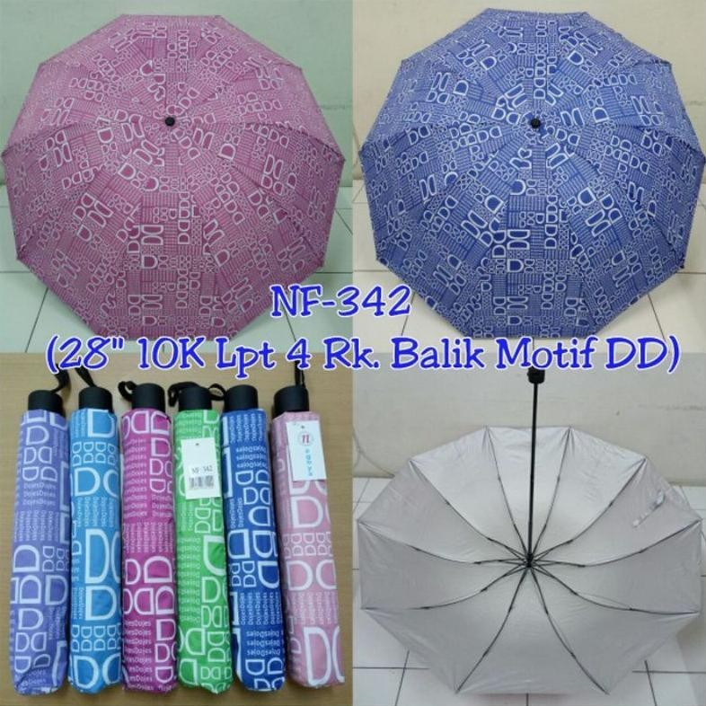 Payung Lipat 3 Jumbo 10 Jari Motif LV TUBE WATERCUBE DD PARIS Polos bisa muat 3 orang