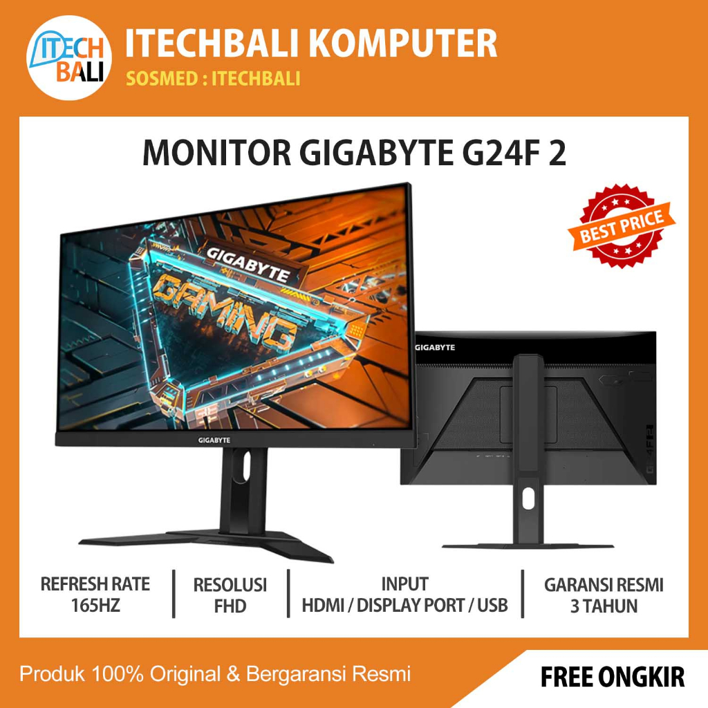 Monitor Gaming GIGABYTE G24F 2 IPS 165Hz FHD Original | ITECHBALI