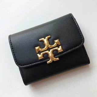 [Instant/Same Day] 8860  TORY BURCH new black short wallet gold double T logo card bag qianbao