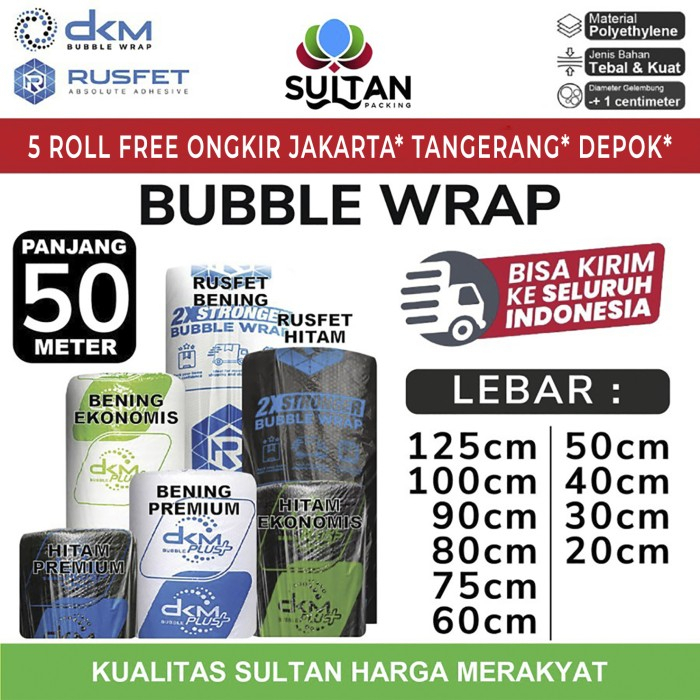 

PLASTIK BUBBLE WRAP 125CM X 50M / BUBBLE WRAP DKM PLUS KUALITAS PREMIUM TERMURAH GROSIR