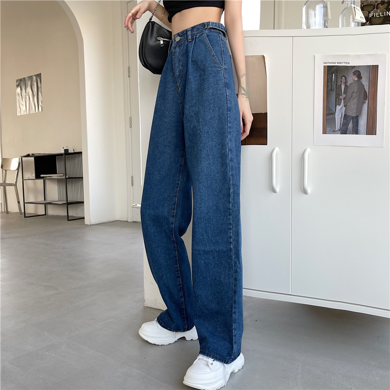 EUNII Korean Style Boyfriend Celana Jeans Wanita Kekinian Loose Highwaist Jeans