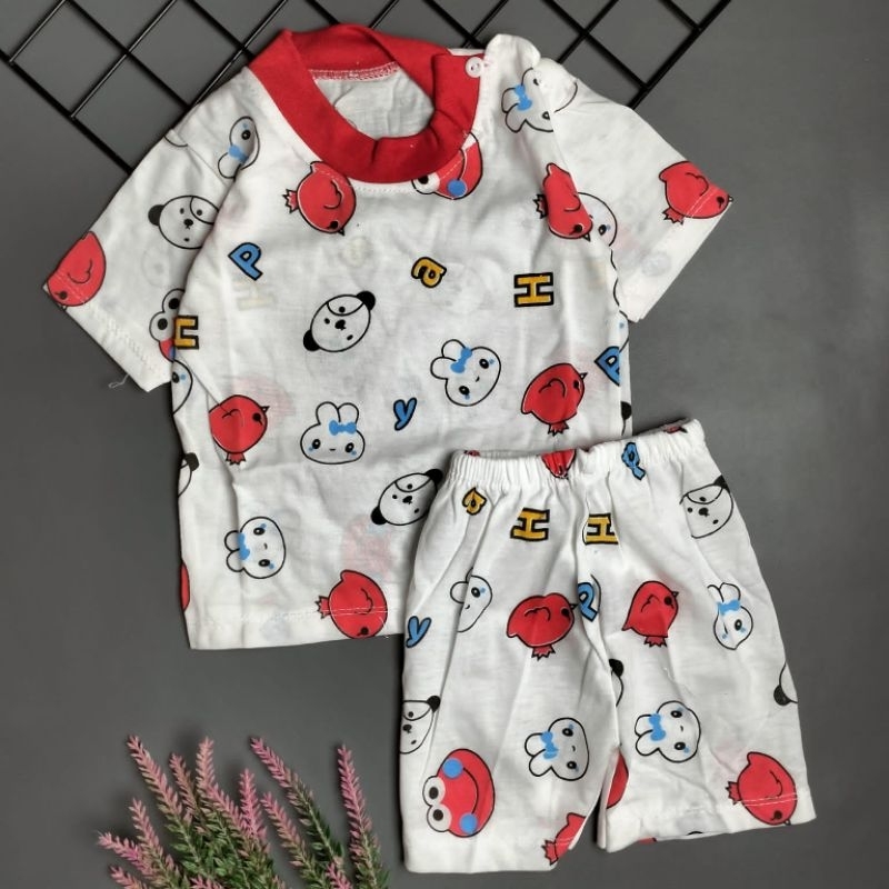 setelan piyama bayi 3-12 bulan motif abc cute