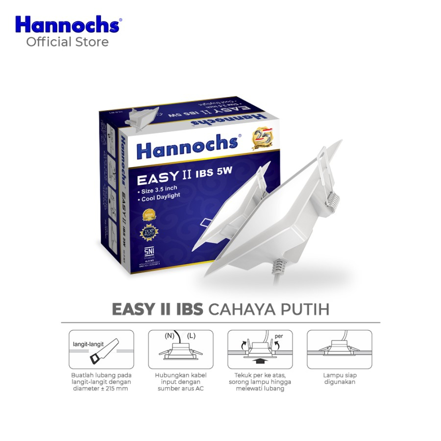 Hannochs Downlight LED EASY II 5W IBS Cahaya Putih