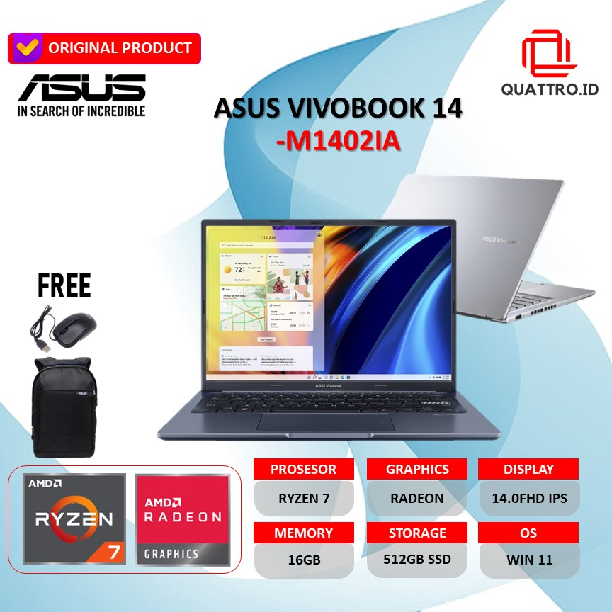 Laptop Asus Vivobook 14 M1402IA Ryzen 7 4800H 16GB 512GBSSD