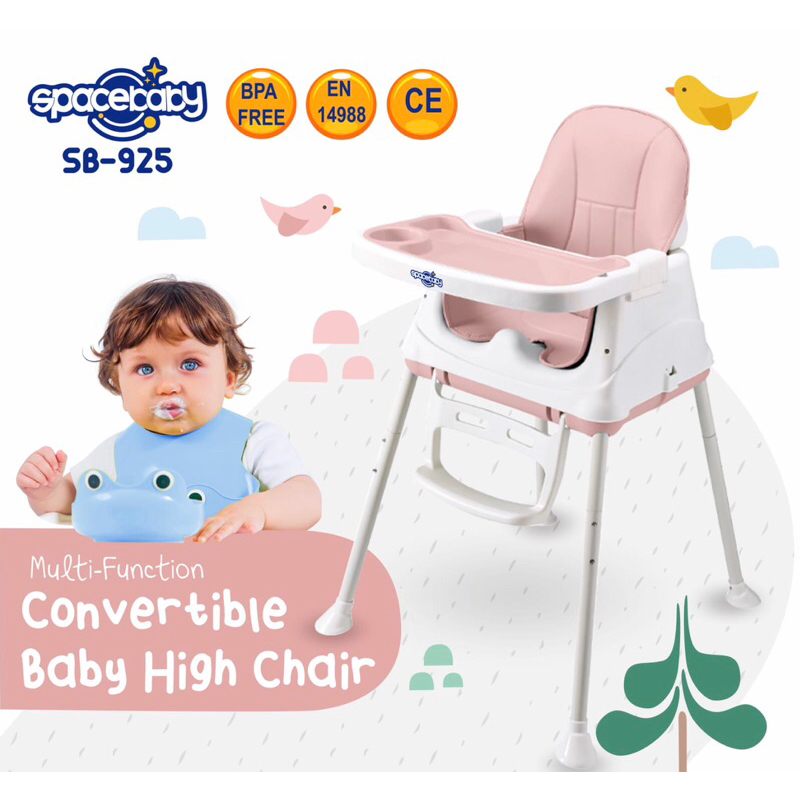 SPACEBABY SB 925 MULTIFUNCTION CONVERTIBLE HIGH CHAIR BOOSTER SEAT/KURSI MEJA DUDUK MAKAN BAYI