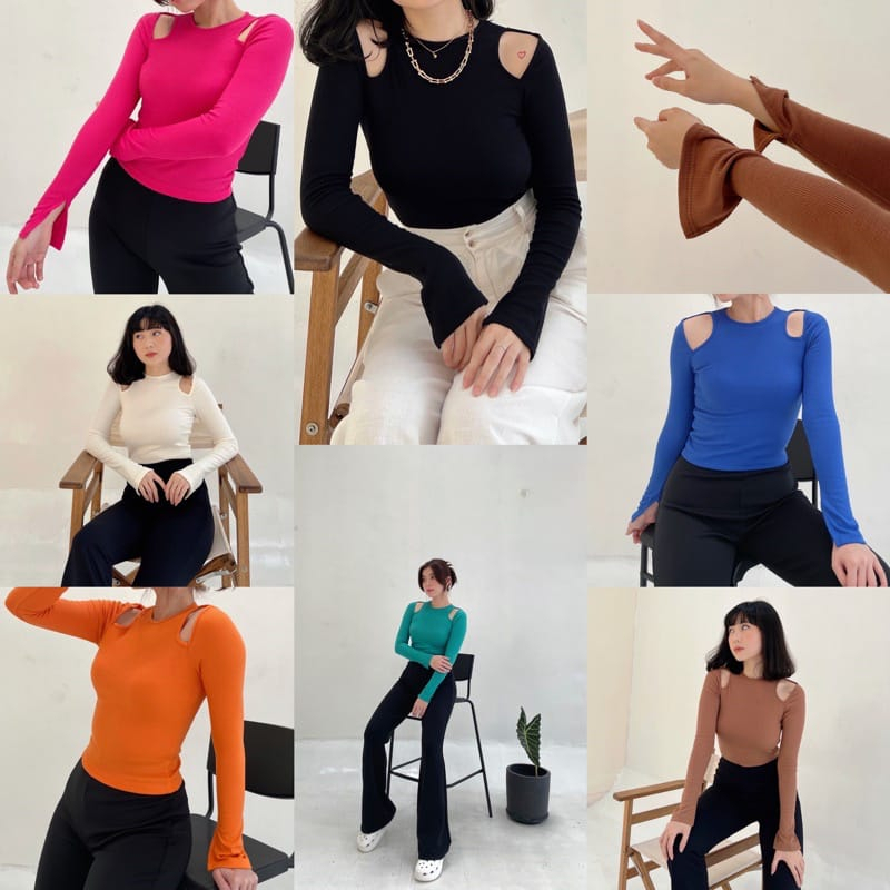 DASHA LONG SLEEVE | Atasan Basic Knit Stretch Lengan Panjang Wanita 001