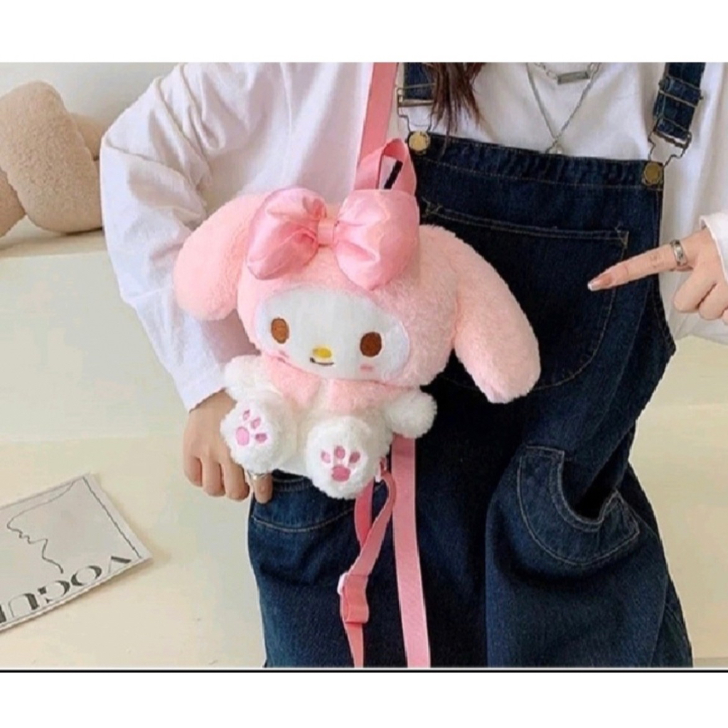 Tas boneka ransel melody sanrio kawaii cute bulu lolita