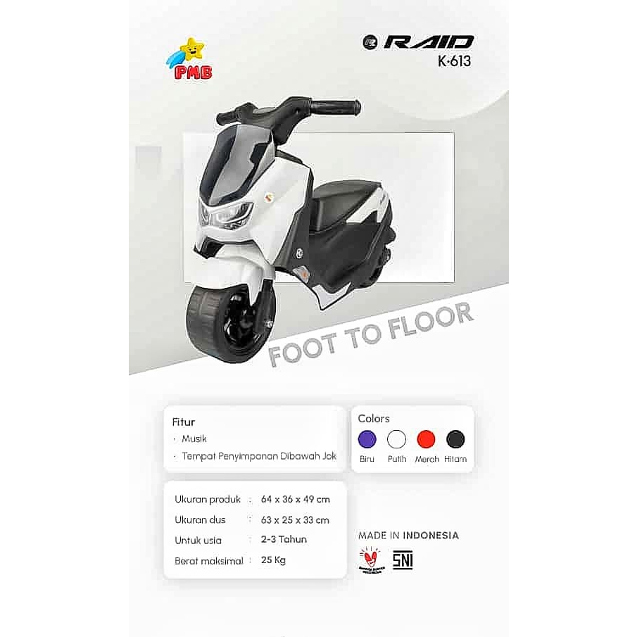 Motor Anak Bisa Dinaiki Raid K613 Mainan Motor Anak Balance Bike