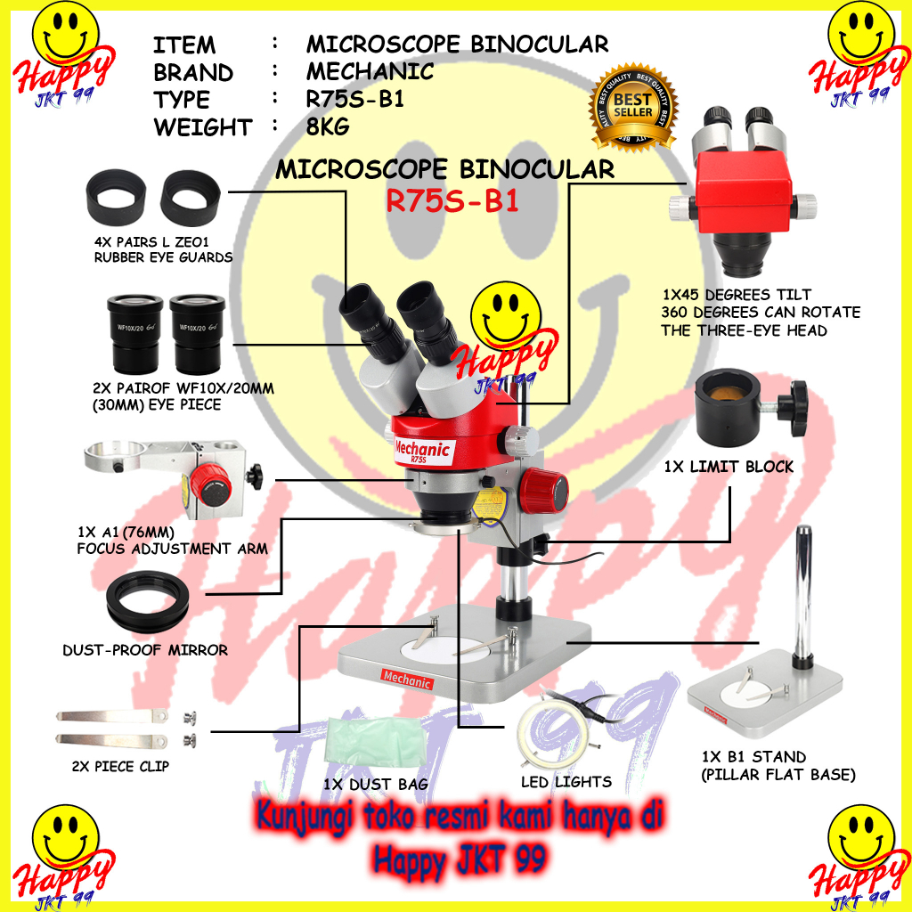 MICROSCOPE STEREO MECHANIC R75S-B1 R75S BINOCULER RED ORIGINAL