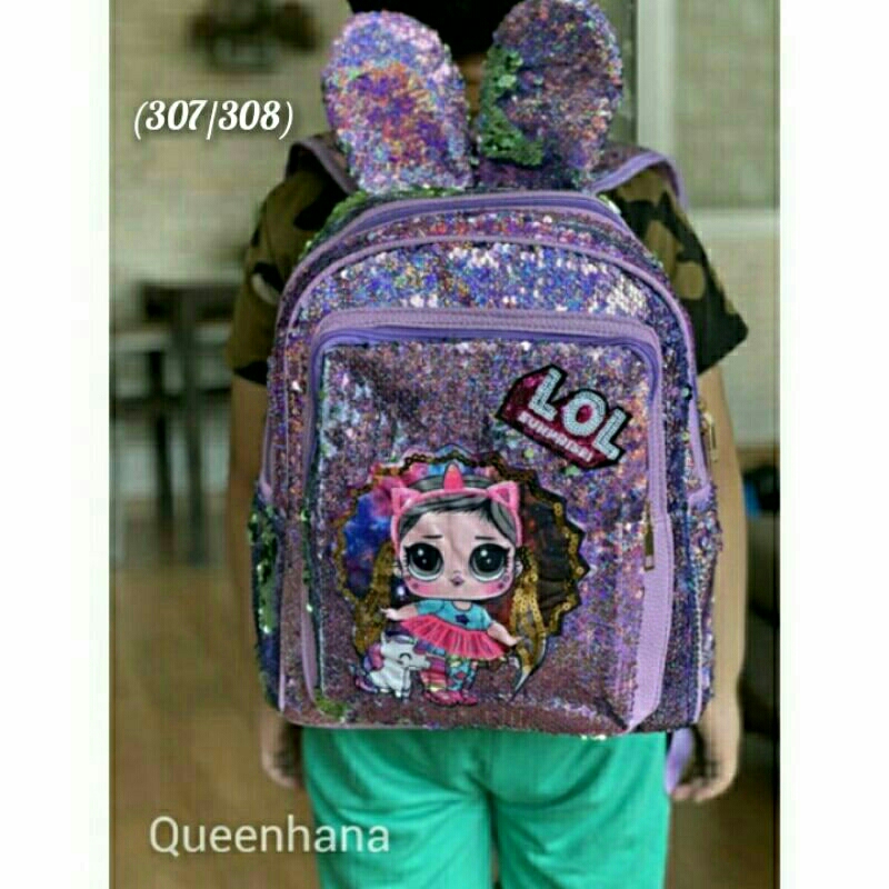 Tas Sequin Anak Perempuan LED + Musik / Tas Ransel Anak Sekolah TK SD