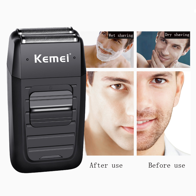 Shaver Profesional Kemei KM-1102 Alat Cukur Jenggot Kumis Menghaluskan Botak Dual-Net Reciprocating Electric Shaver