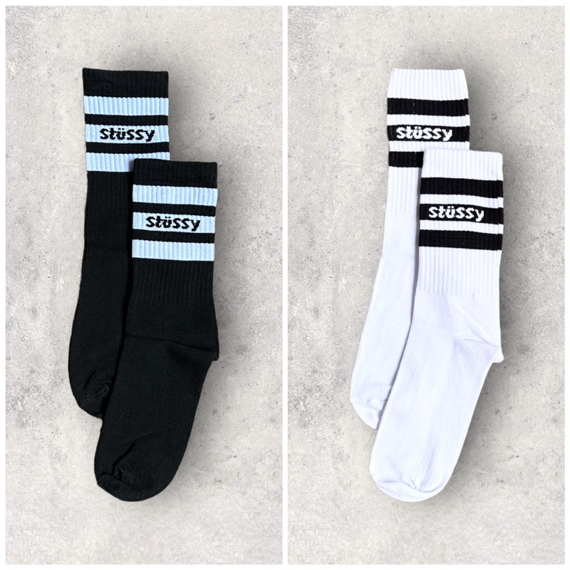 KAOS KAKI PANJANG MOTIF STUSSY HITAM PUTIH