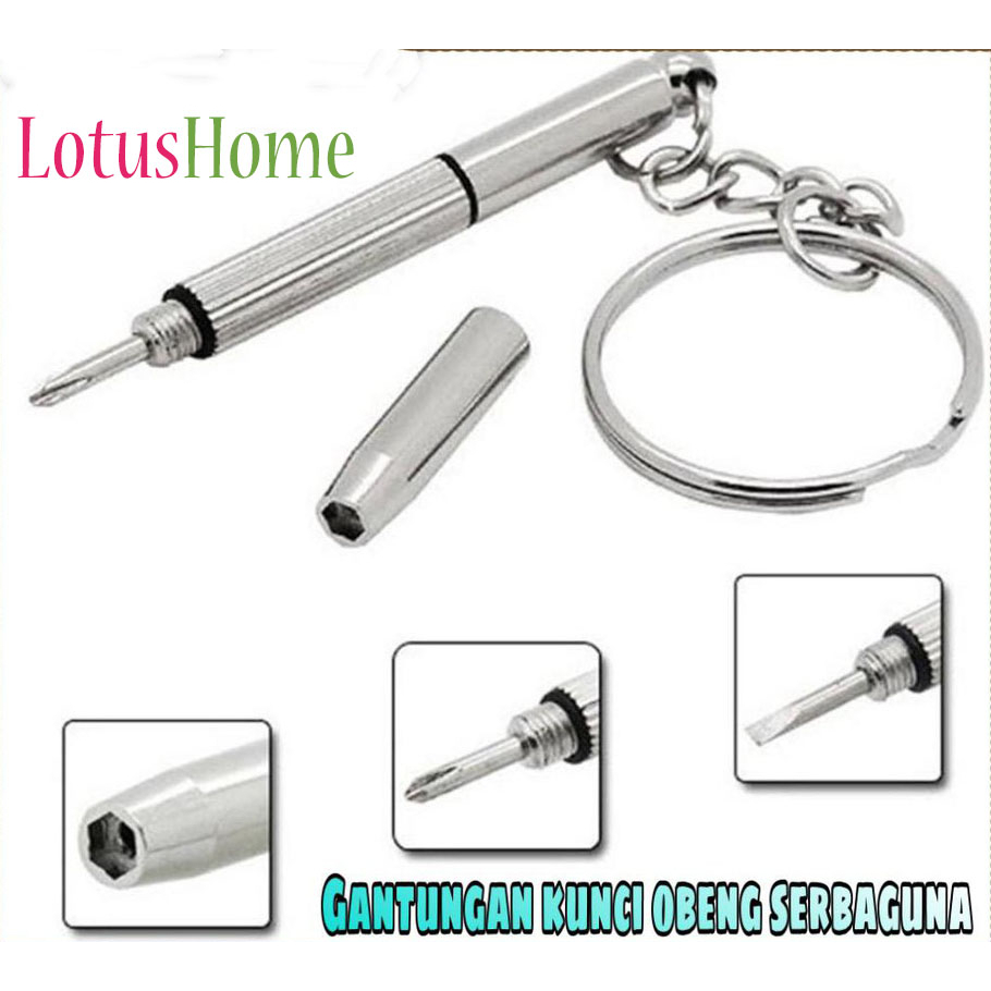 GANTUNGAN KUNCI OBENG EMERGENCY 3 IN 1 OBENG KACA MATA SCREWDRIVER EMERGENCY SERBAGUNA