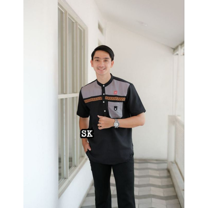 ATASAN BAJU KOKO MUSLIM PRIA COWOK LENGAN PENDEK M L XL KOKO KURTA DEWASA SERAGAM LEBARAN IDUL FITRI