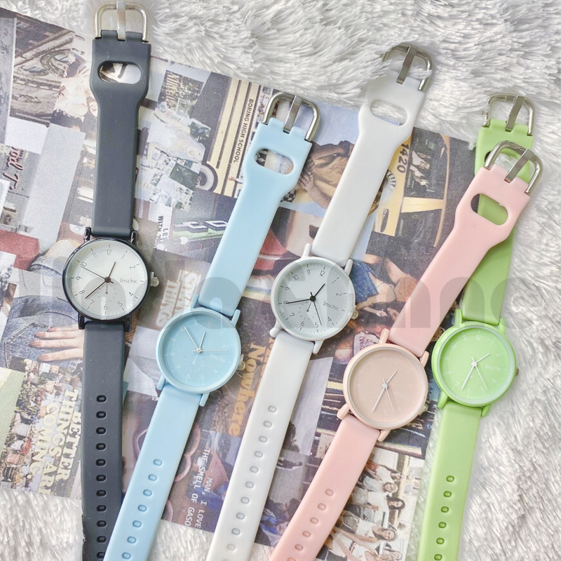 Jam Tangan Wanita Casual Polos Analog Rubber New Trendy Gaya Korea Import