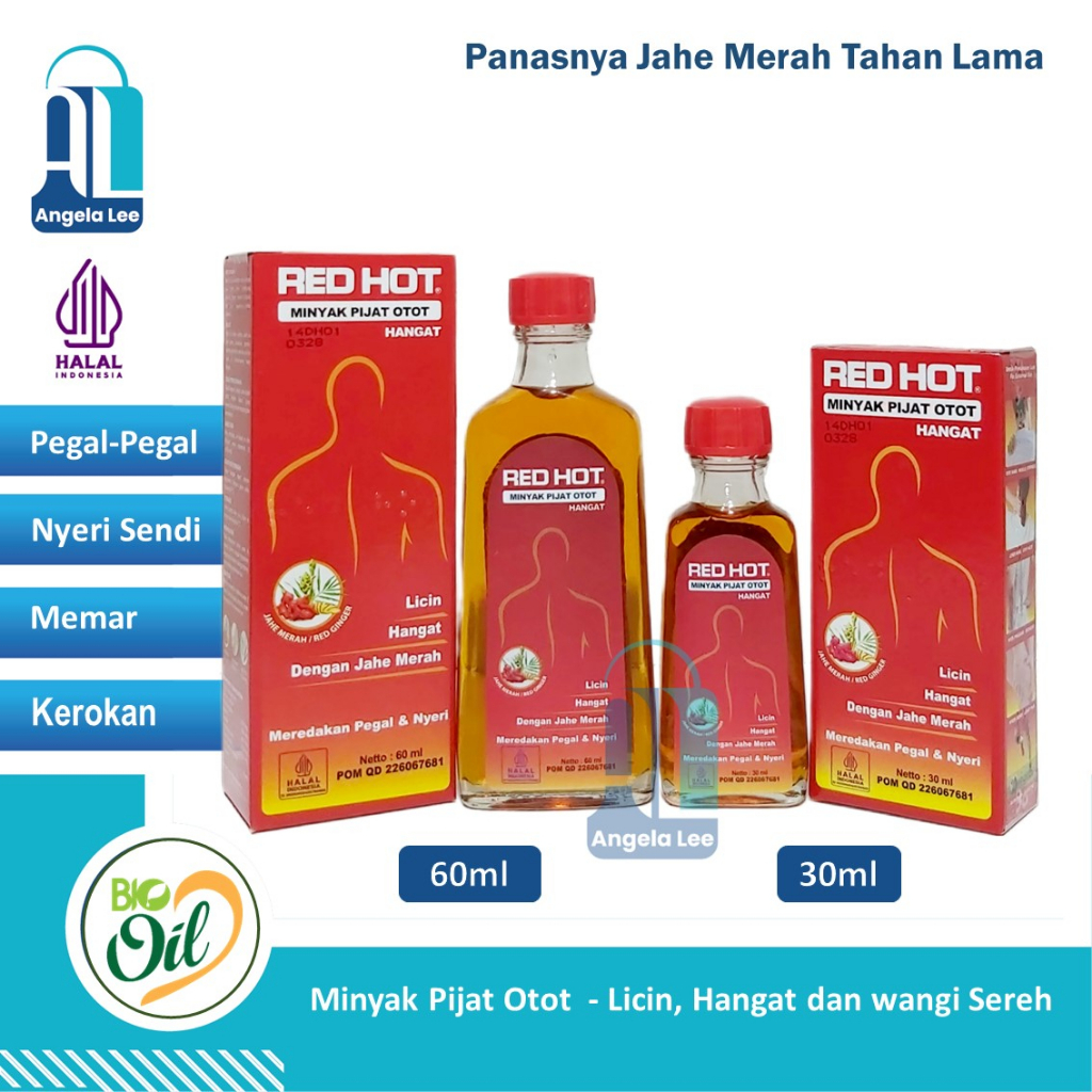 RED HOT Minyak Pijat Otot Hangat Jahe Merah Pegel Nyeri Sendi Kerokan