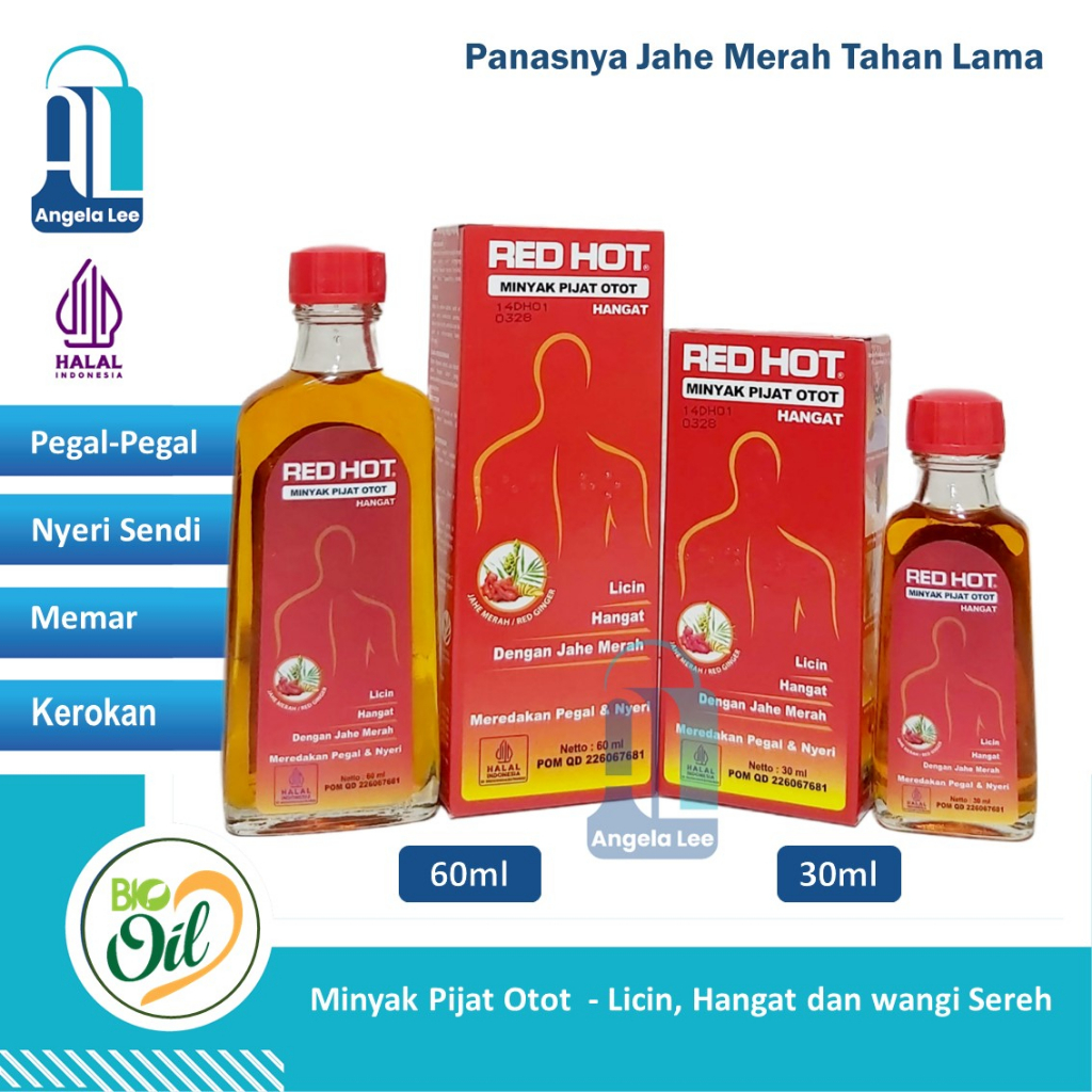 RED HOT Minyak Pijat Otot Hangat Jahe Merah Pegel Nyeri Sendi Kerokan