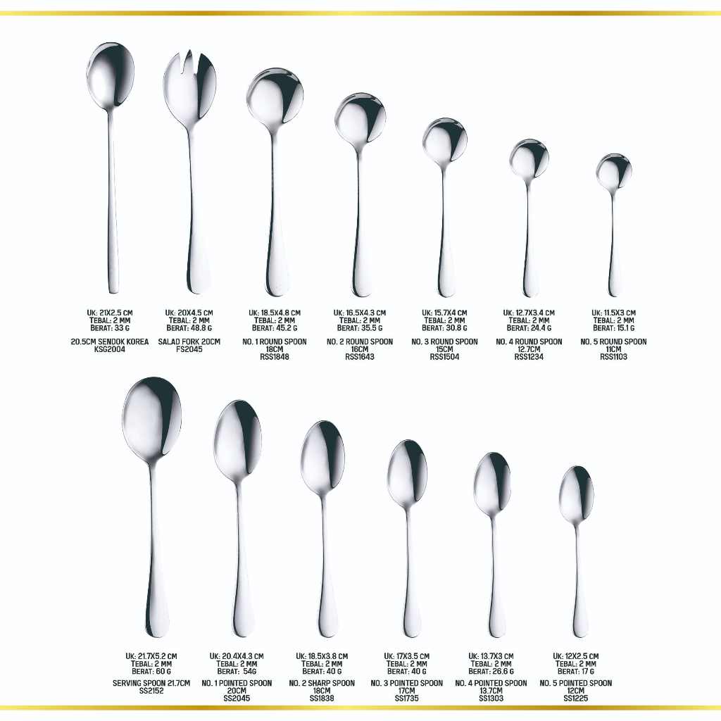 CROWN Sendok Makan Teh Alat Makan Sujeo Korea Spoon Tebal Silver Stainless Tebal Korea Premium Food Grade