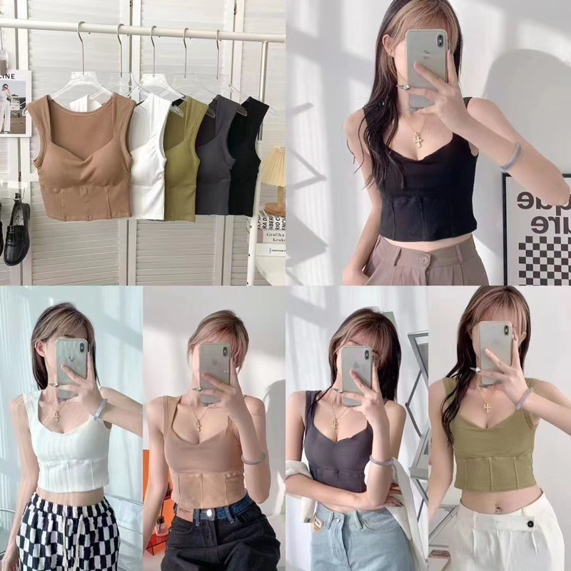 Tank Top Bra Fashion Korea (T84) | Tank Top Bra Busa | Crop Tank Top Style Import 100%