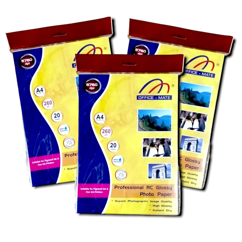 

KERTAS FOTO GLOSSY PHOTO PAPER MENGKILAP A4 260 GR TEBAL