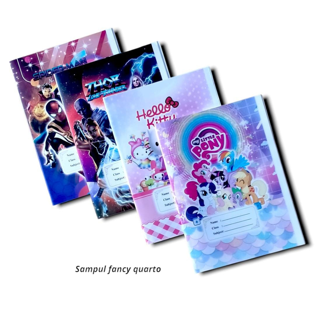 

SAMPUL BUKU TULIS GAMBAR LUCU FANCY QUARTO KECIL ISI 20 LBR