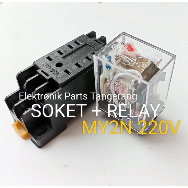 (PAKET SET) RELAY MY2N 220V 8pin DAN SOKET RELAY MY2N 220V RELAY MY2N 220VOLT RELAY 220V MY2N