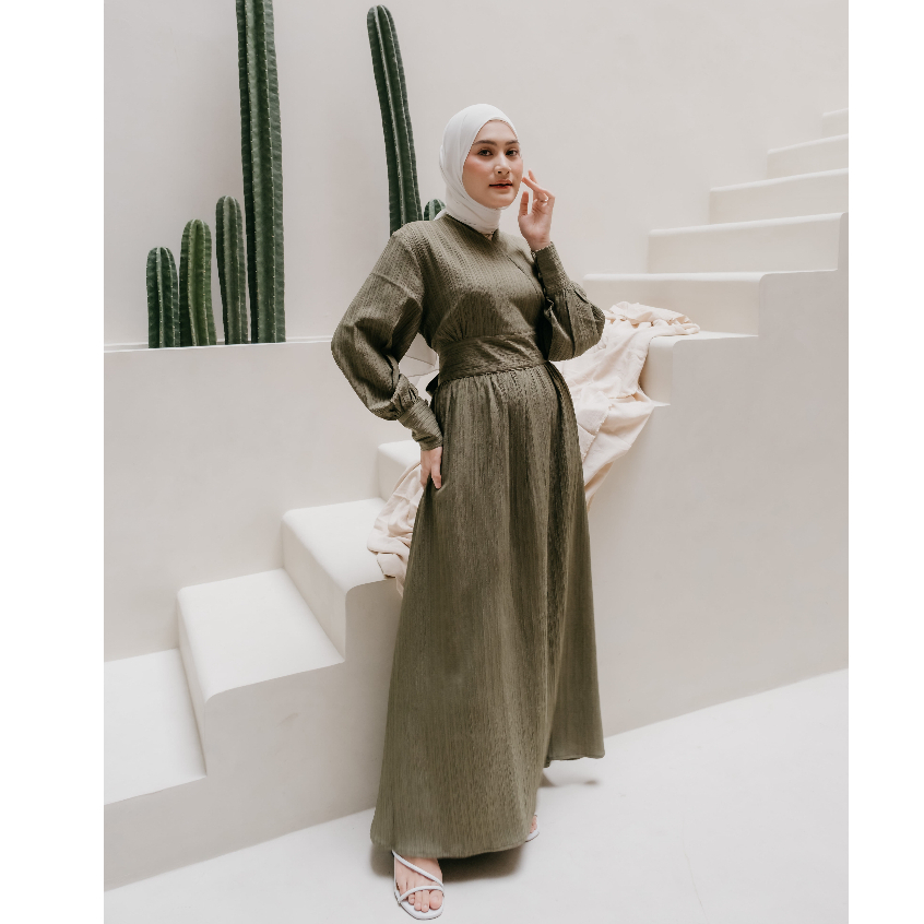 Ms Daisy Ariana Textured Belted Dress (MODEST COLLECTION)