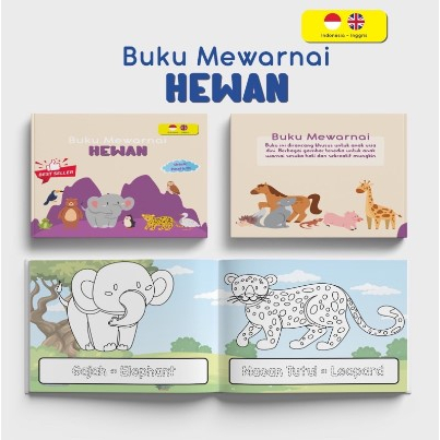 BUKU GAMBAR MEWARNAI ANAK PAUD TK SD MAINAN ANAK HEWAN SAYUR BUAH TRANSPORTASI FULLCOLOUR