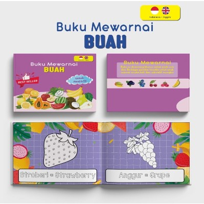 BUKU GAMBAR MEWARNAI ANAK PAUD TK SD MAINAN ANAK HEWAN SAYUR BUAH TRANSPORTASI FULLCOLOUR