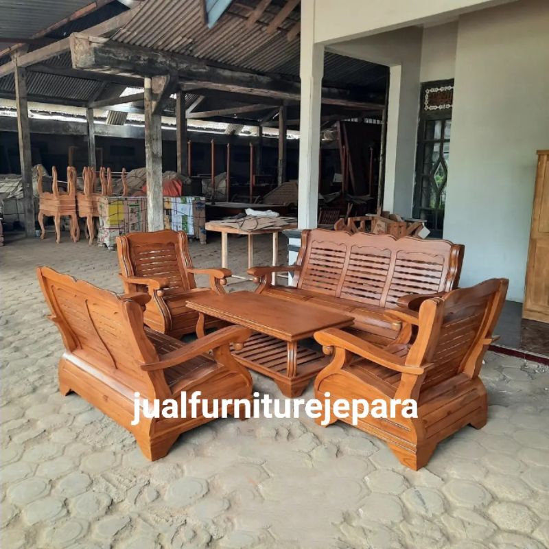Kursi Tamu Gajah Kayu Jati Jepara, Set Kursi Tamu Kayu Jati Minimalis Jumbo